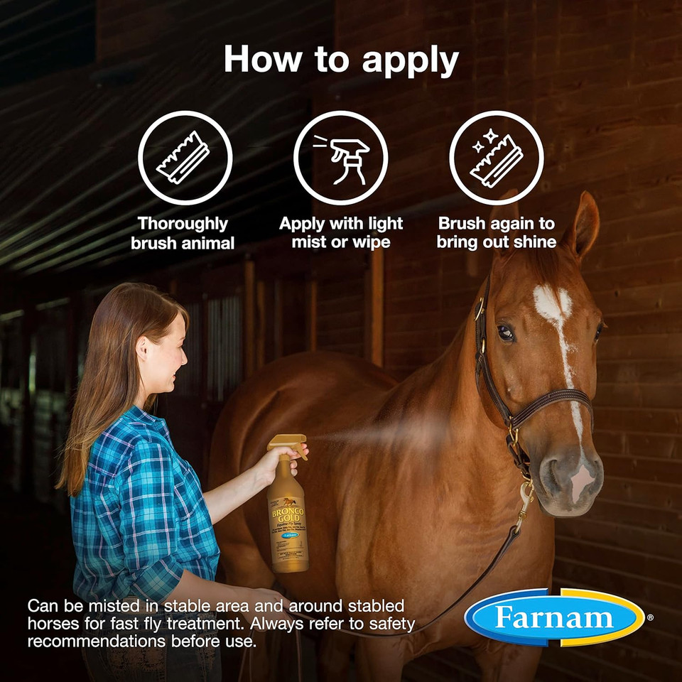 Farnam Bronco Gold Horse Fly Spray, Grooming Aid, Coat Conditioner 128 Ounces, Gallon Refill