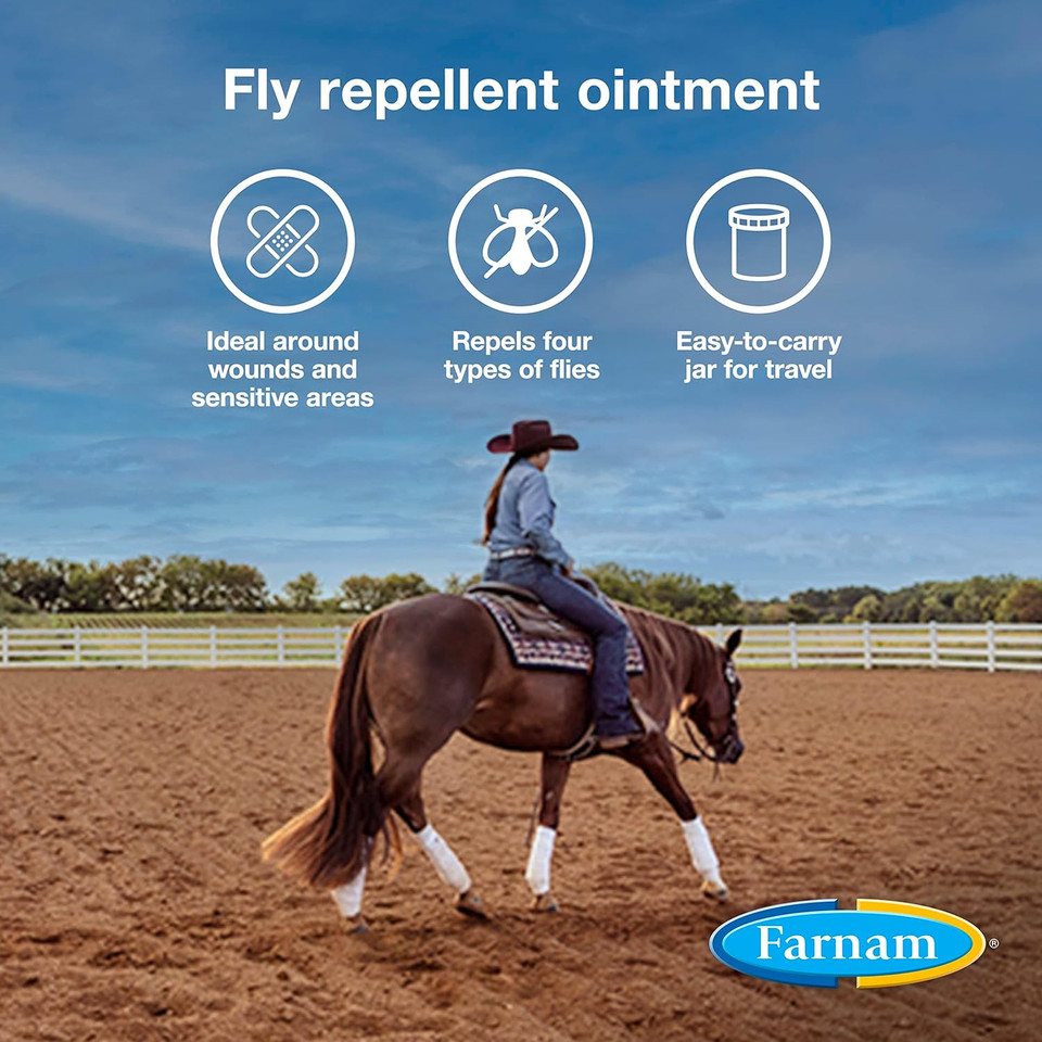 Farnam Swat Clear Fly Repellent Ointment For Horses, Repels House, Stable, Face & Horn Flies, Protects Wounds On Horses, Ponies & Dogs, 7 Oz