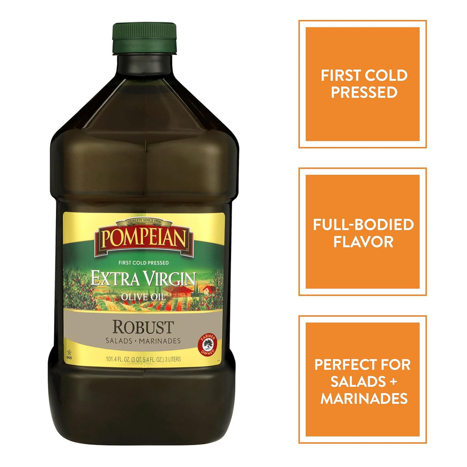 Pompeian Robust Extra Virgin Olive Oil, Contains Polyphenols, First Cold Pressed, 16 Fl Oz