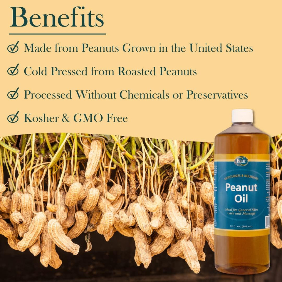 Baar Expeller, Cold Pressed Peanut Oil From Roasted Peanuts Grown In The United States - Kosher - Gmo And Solvent Free (32 Ounces)