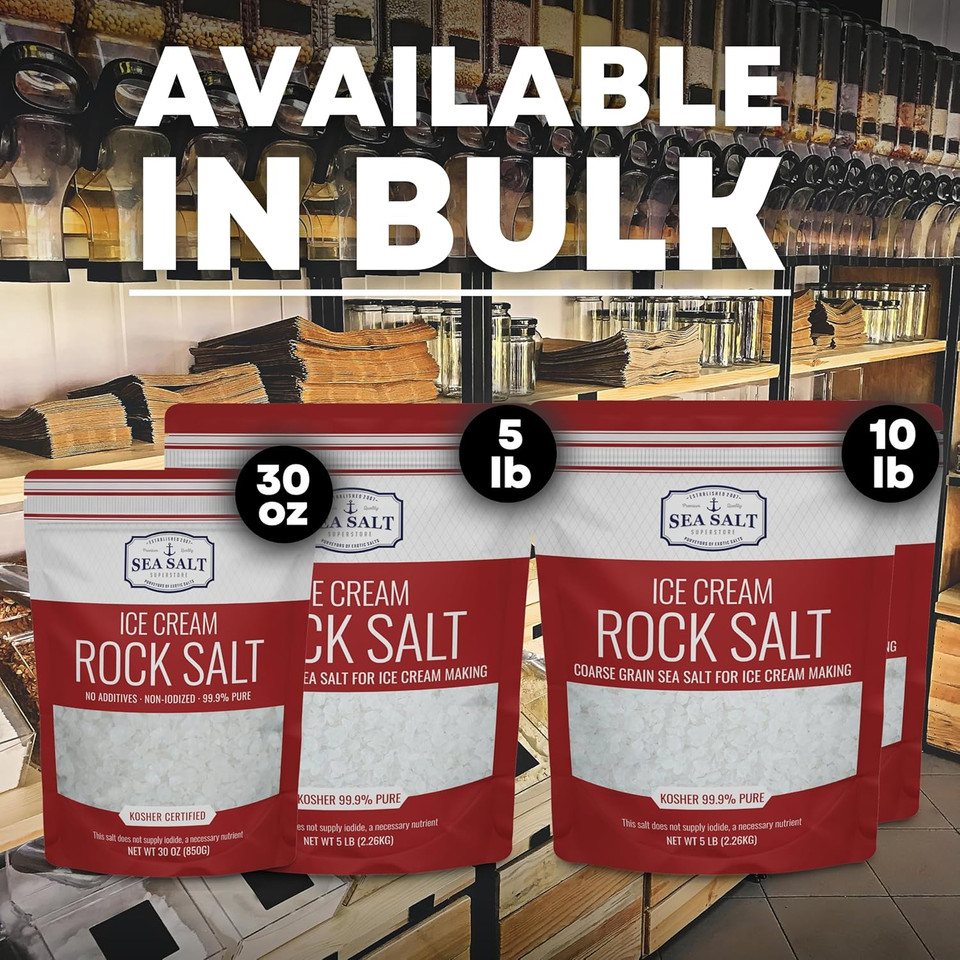 Rock Salt For Ice Cream Making, Universally Compatible Coarse And Non-Iodized Salt For All Ice Cream Maker, 30 Oz Bag