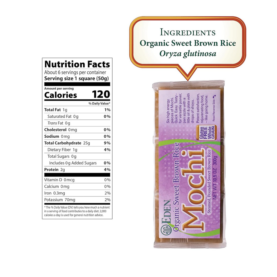 Eden Organic Sweet Brown Rice Mochi, Traditionally Made In Japan, Whole Grain, Macrobiotic, 10.5 Oz