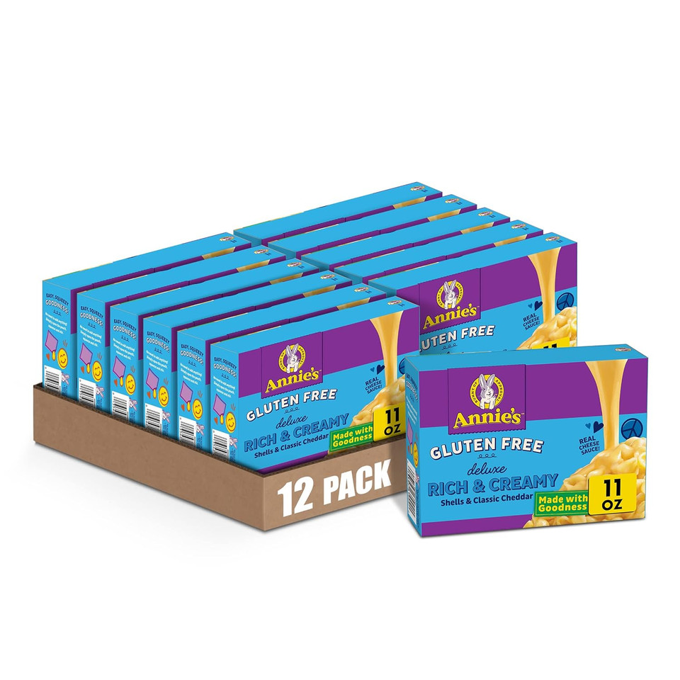 Annie'S Deluxe Gluten Free Mac And Cheddar Shells, Rice Pasta & Cheddar Mac N Cheese, 11 Oz Annie'S Deluxe Gluten Free Mac And Cheddar Shells, Rice Pasta & Cheddar Mac N Cheese, 11 Oz