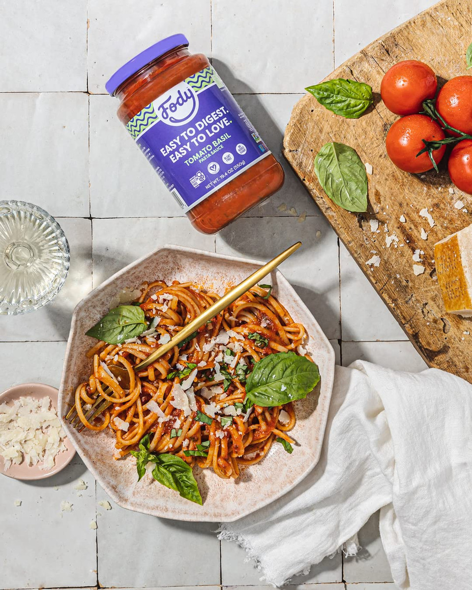 Fody Foods Tomato Basil Pasta Sauce, 19.4 Oz, Garlic And Onion Free, Low Fodmap Certified, Gut & Ibs Friendly, Vegan, Non-Gmo, Gluten Free, Kosher