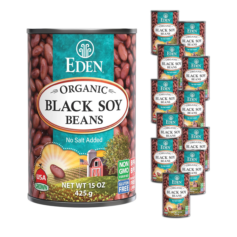 Eden Organic Black Soybeans, 15 Oz Can, Complete Protein, No Salt, Non-Gmo, Gluten Free, Vegan, Kosher, U.S. Grown, Heat And Serve, Macrobiotic, Soy Beans