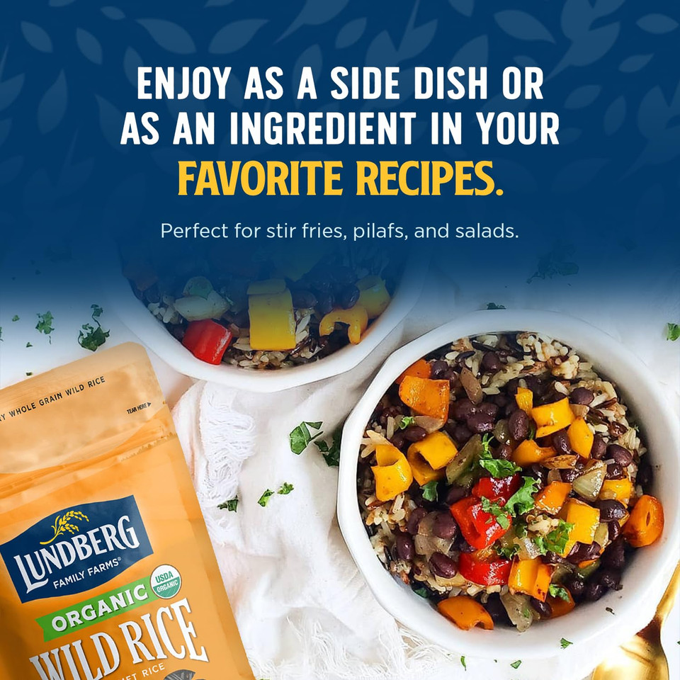 Lundberg Wild Rice, Regenerative Organic Certified  100% Natural California Cultivated Wild Black Rice, 8 Oz