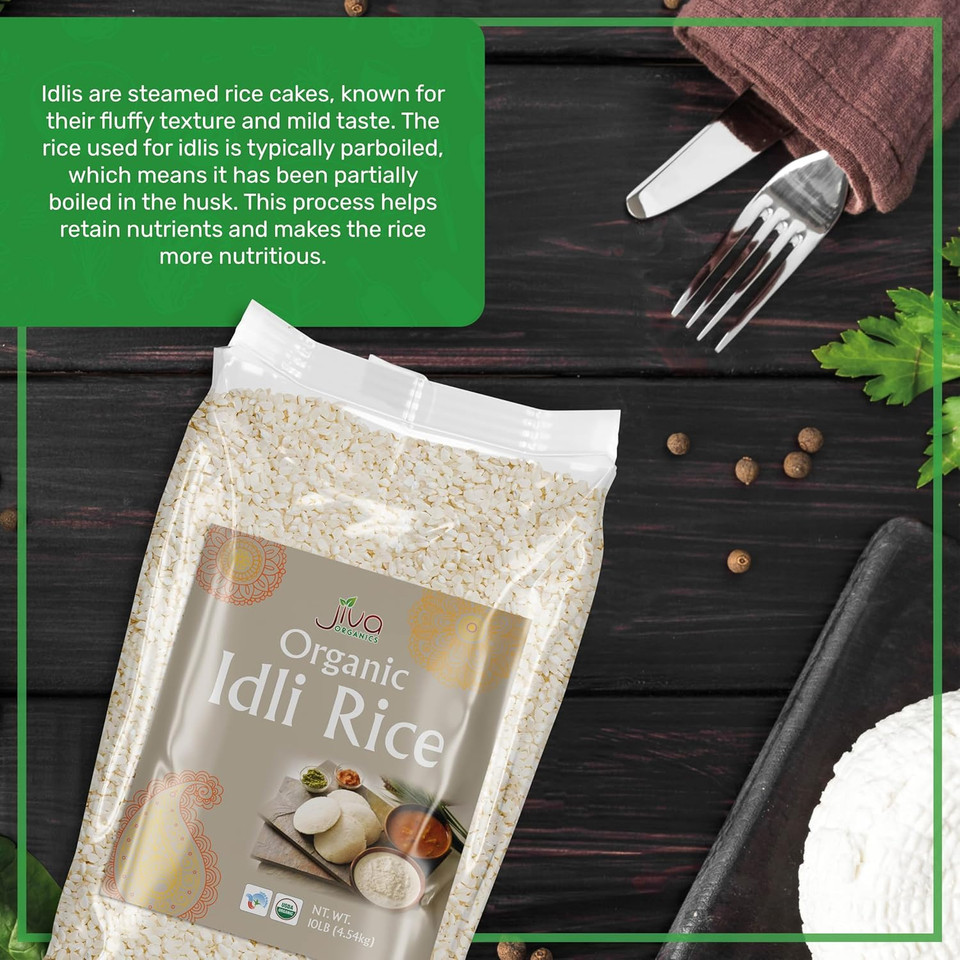 Jiva Organic Idli Rice 10 Pound Bag - Non-Gmo, Usda Organic, Vegan, Perfect For Idli & Dosa - Short Grain Parboiled Rice