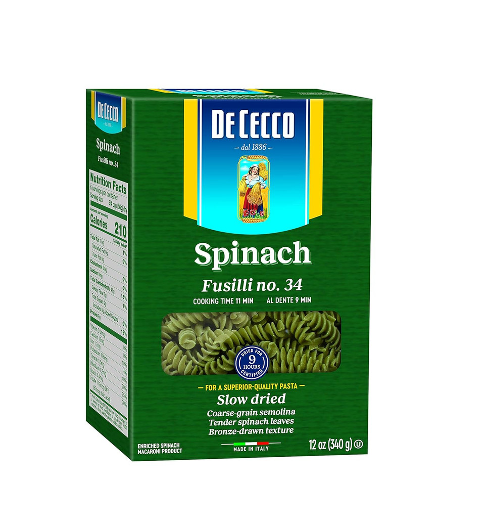De Cecco Spinach Pasta, Fusilli No.34, 12 Ounce