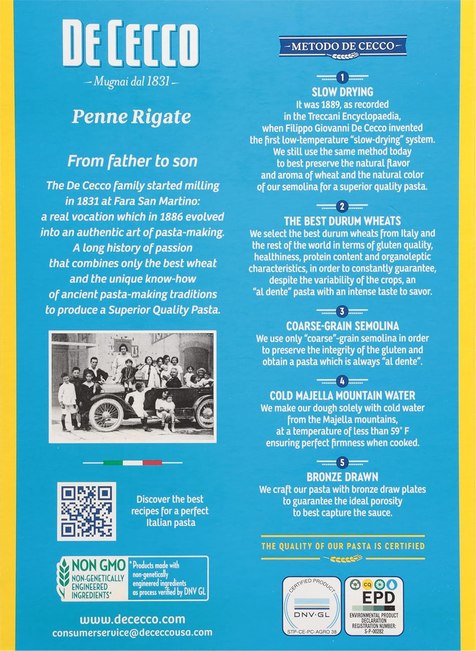 De Cecco Farfalle No. 93 Pasta, 16 Oz, Authentic, Slow Dried, Made With Durum Wheat, Versatile Pasta For Sauces & Recipes, Made In Italy