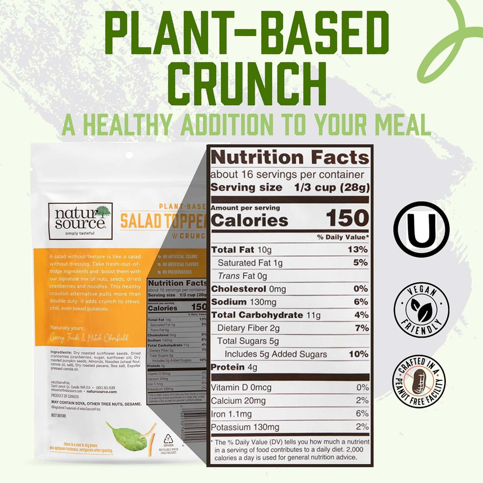 Natursource Salad Topper Crunch - Salad Toppings, Salad Mix, Salad Toppers Seeds And Cranberries, Crunchy, Mixed Seeds For Salad, Oatmeal Or Yogurt, Natural, Gluten Free - 16 Oz (1 Lb)