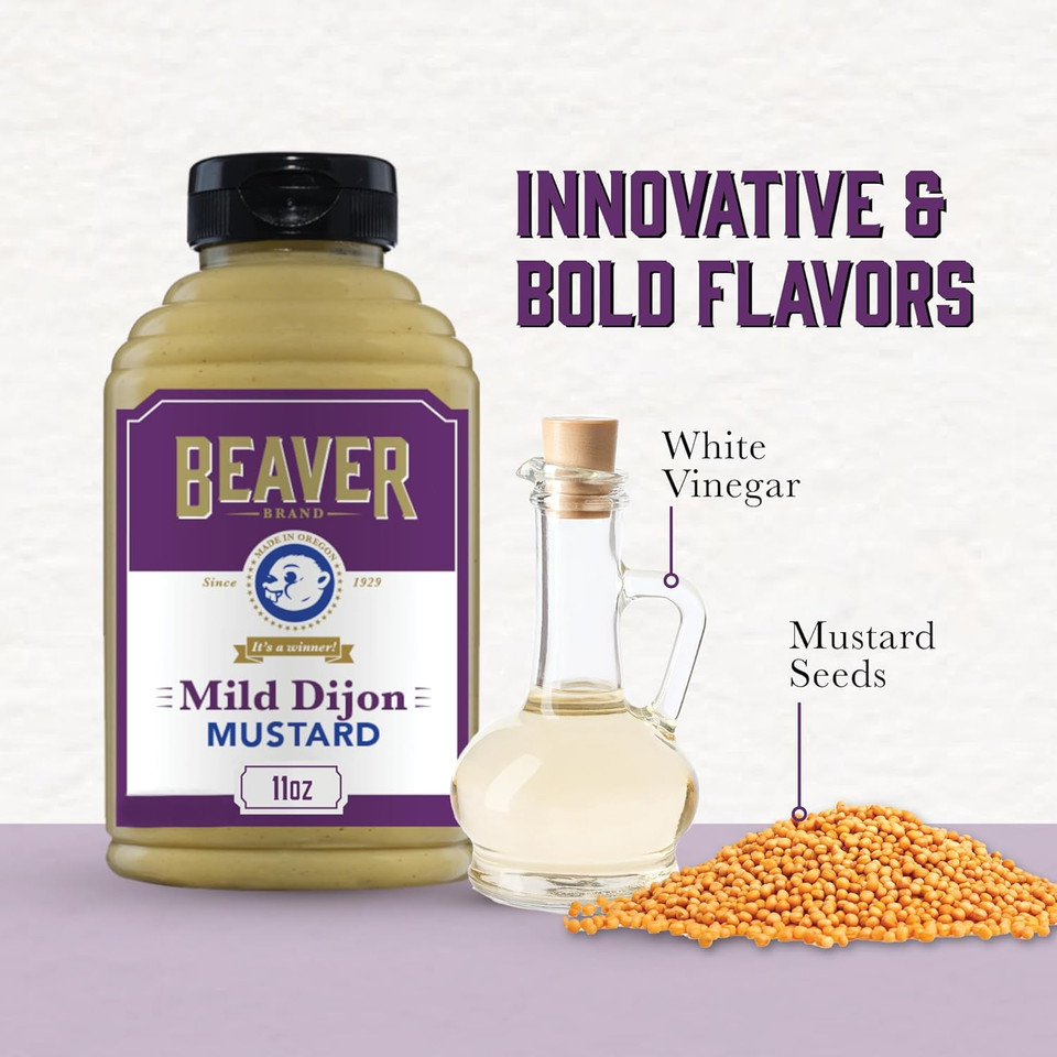 Beaver Traditionally Hot Dijon Mustard, 12.5 Oz Squeeze Bottle
