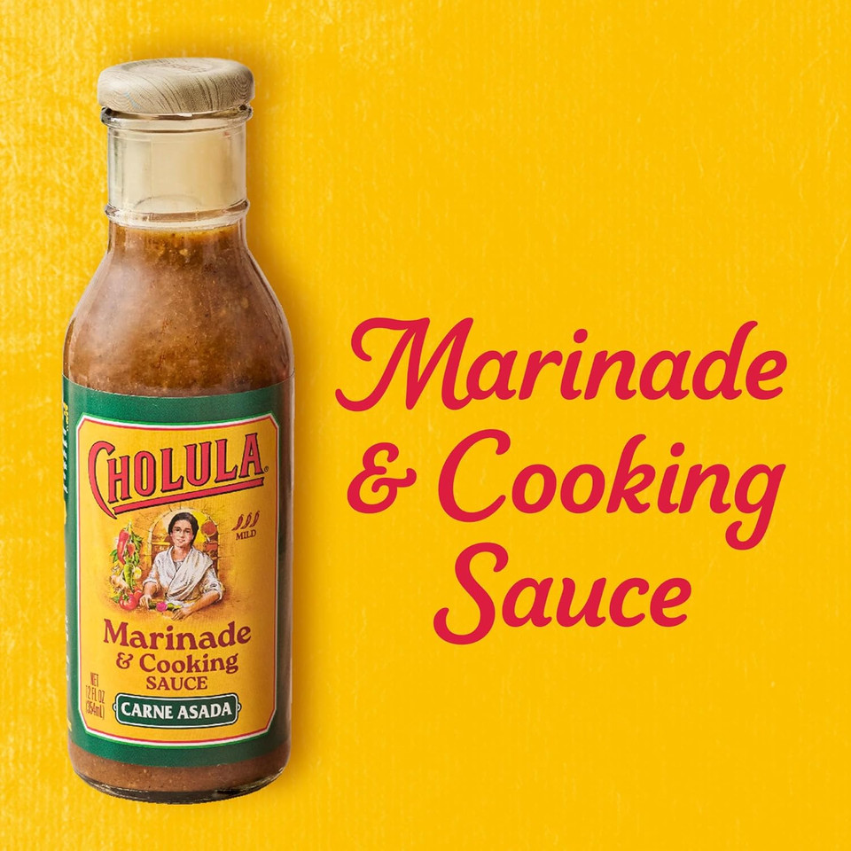 Cholula Marinade & Cooking Sauce, Carne Asada, For Carne Asada Tacos, Taco Salad, Steak Marinade And More, 12 Fl Oz