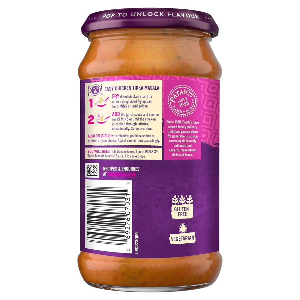 Pataks Tikka Masala All Purpose Sauce, 15 Oz
