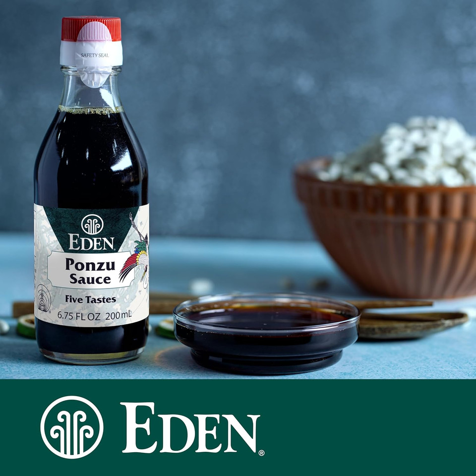 Eden Ponzu Sauce, Premium Traditional Five Flavor Umami Seasoning Made In Japan, Yuzu And Sudachi Juice, 6.75 Fl Oz Glass Bottle