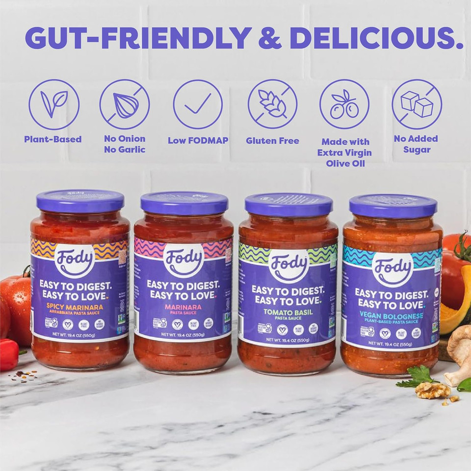 Fody Foods Marinara Pasta Sauce, 19.4 Oz, Garlic And Onion Free, Low Fodmap Certified, Gut & Ibs Friendly, Vegan, Non-Gmo, Gluten Free, Kosher