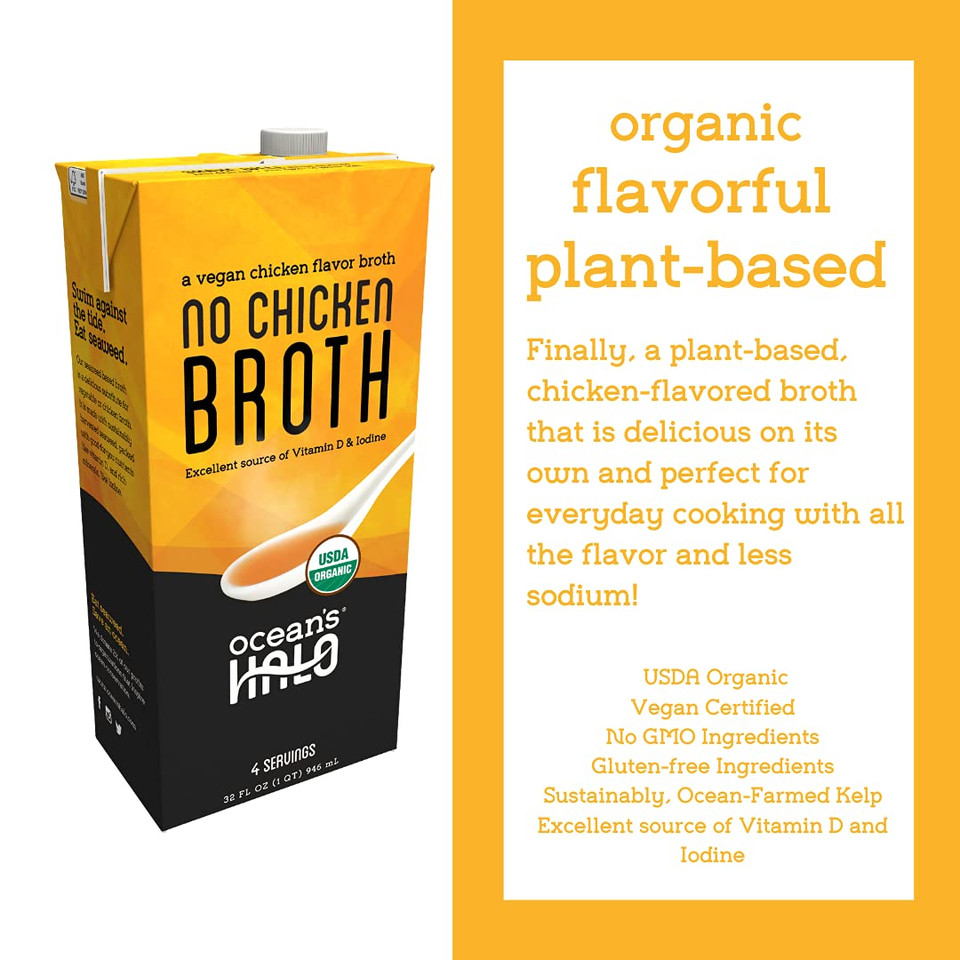 Ocean'S Halo, Organic And Vegan No Chicken Broth, 32 Fl Oz