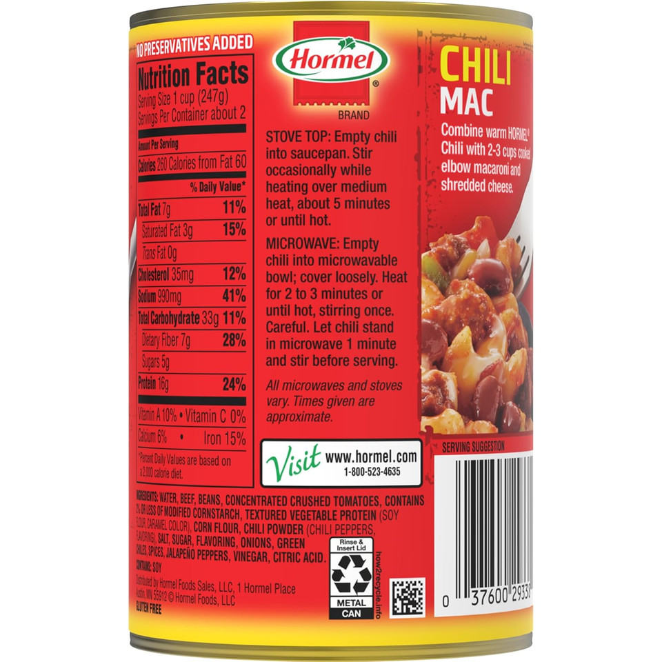 Hormel Chili, With Beans 38 Oz