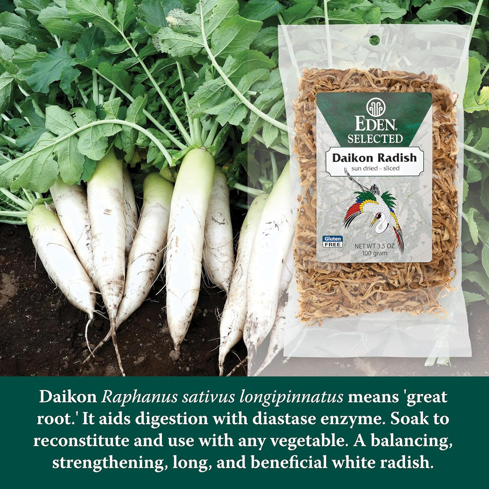 Eden Daikon Radish, Sun Dried And Finely Sliced, Traditionally Made In Japan, 3.5 Oz