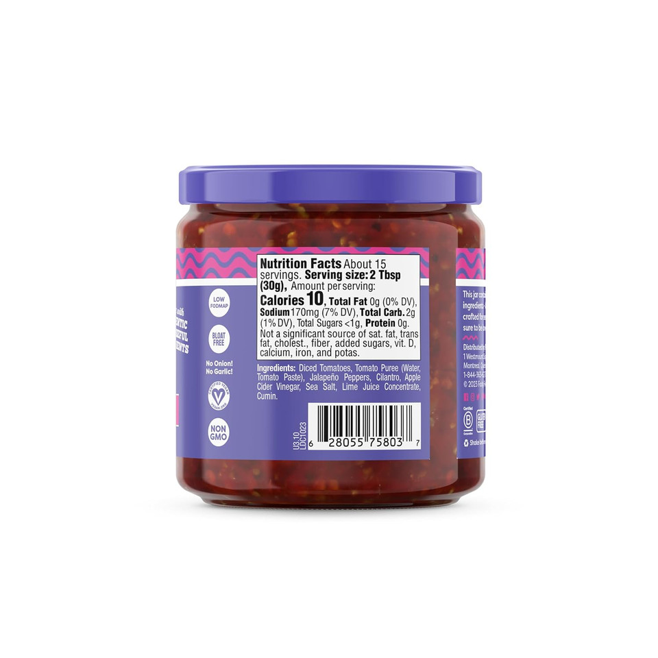 Fody Foods Medium Salsa, 16 Oz, Garlic And Onion Free, Low Fodmap Certified, Gut & Ibs Friendly, Vegan, Non-Gmo, Gluten Free, Keto Friendly