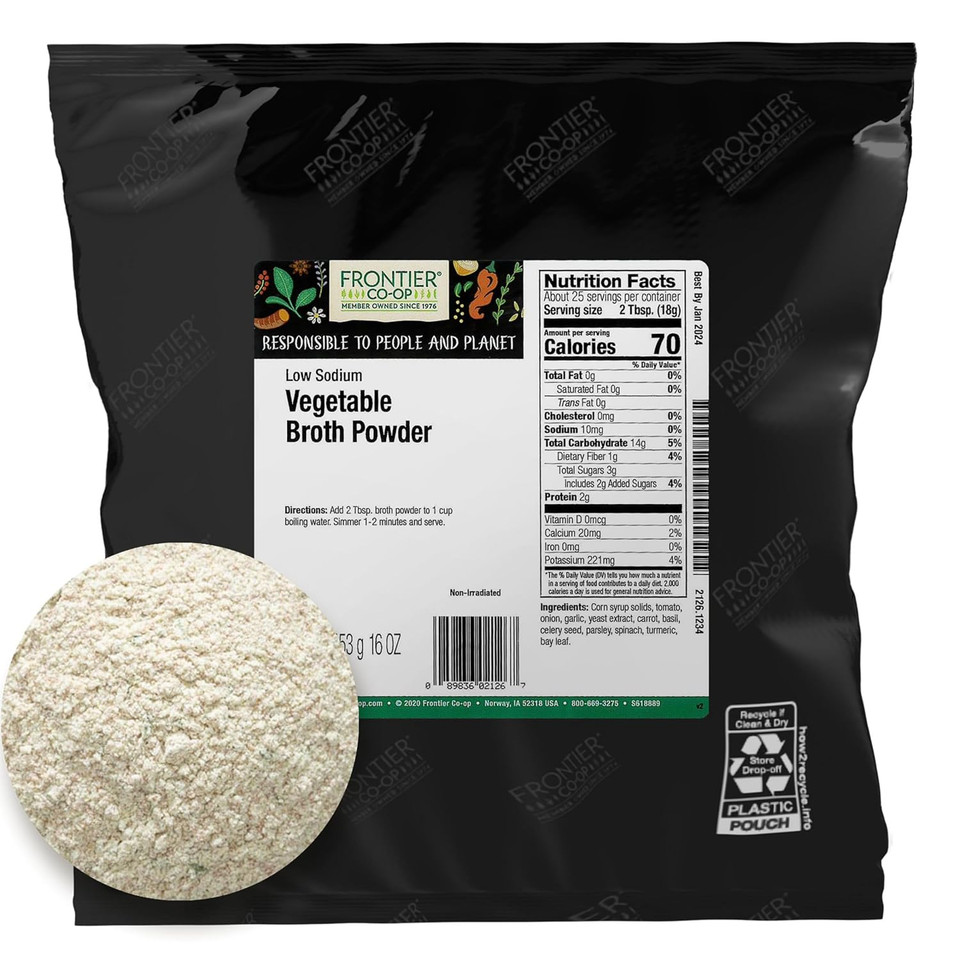 Frontier Vegetarian Broth Powder Pouch, 6.98 Ounce