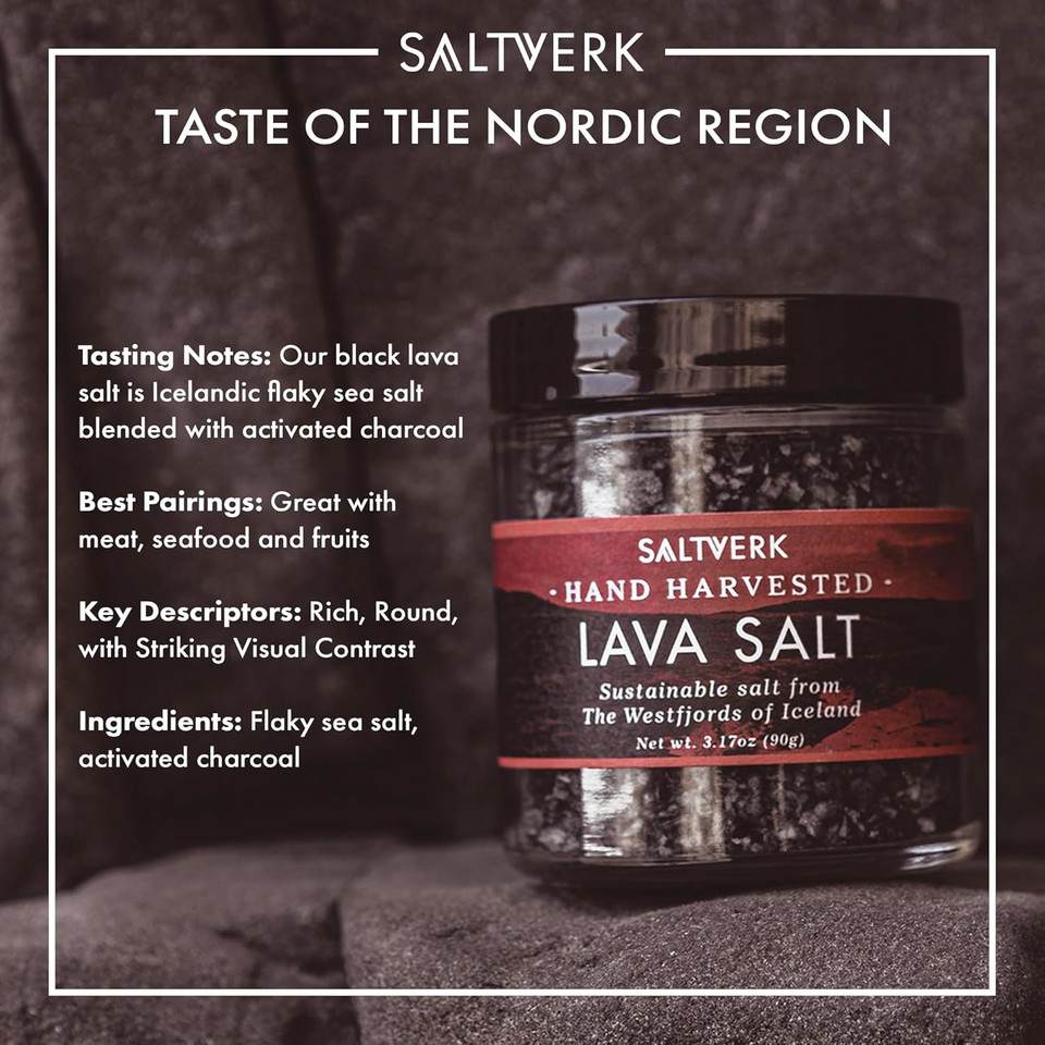 Saltverk Licorice Sea Salt - Gourmet, Icelandic, Hand Harvested And Sustainably Made - 3.17 Oz Jar