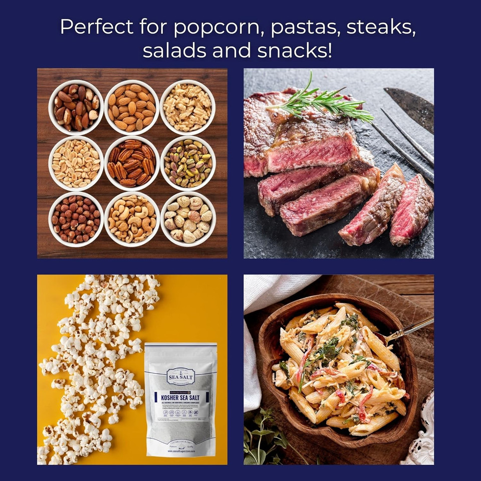 Fine Grain Kosher Salt, Non-Iodized & Natural Fine Replacement For Table Salt For Table Shakers, 14 Oz Bag