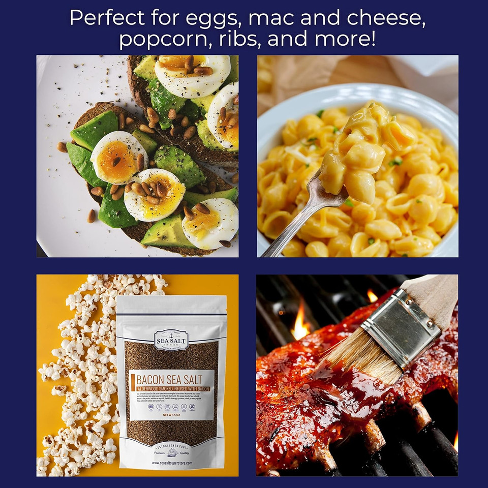 Bacon Seasoning Alderwood Smoked Sea Salt, Bacon Infused Cooking And Finishing Salt, 14 Oz Bag