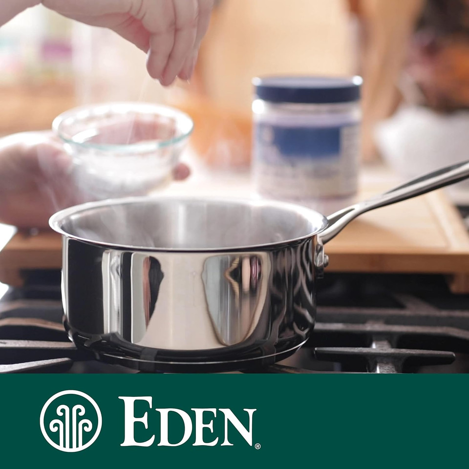 Eden Sea Salt, Hand Harvested Portuguese, Triple Sea Water Washed, Fine Grind, 82 Trace Minerals, Glass Jar, 16 Oz (1Lb)