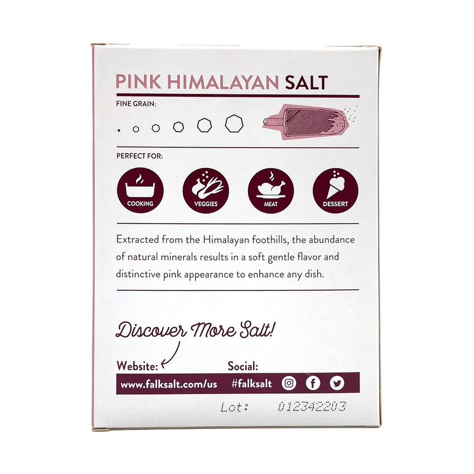 Falksalt | 1.1Lb Pink Himalayan Sea Salt - Fine Grain | Non-Gmo, Kosher And Halal Certified