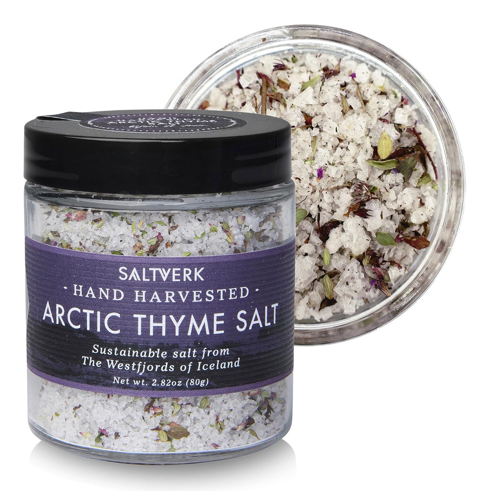 Saltverk Artic Thyme Sea Salt - Gourmet, Icelandic, Hand Harvested And Sustainably Made - 2.82 Oz Jar