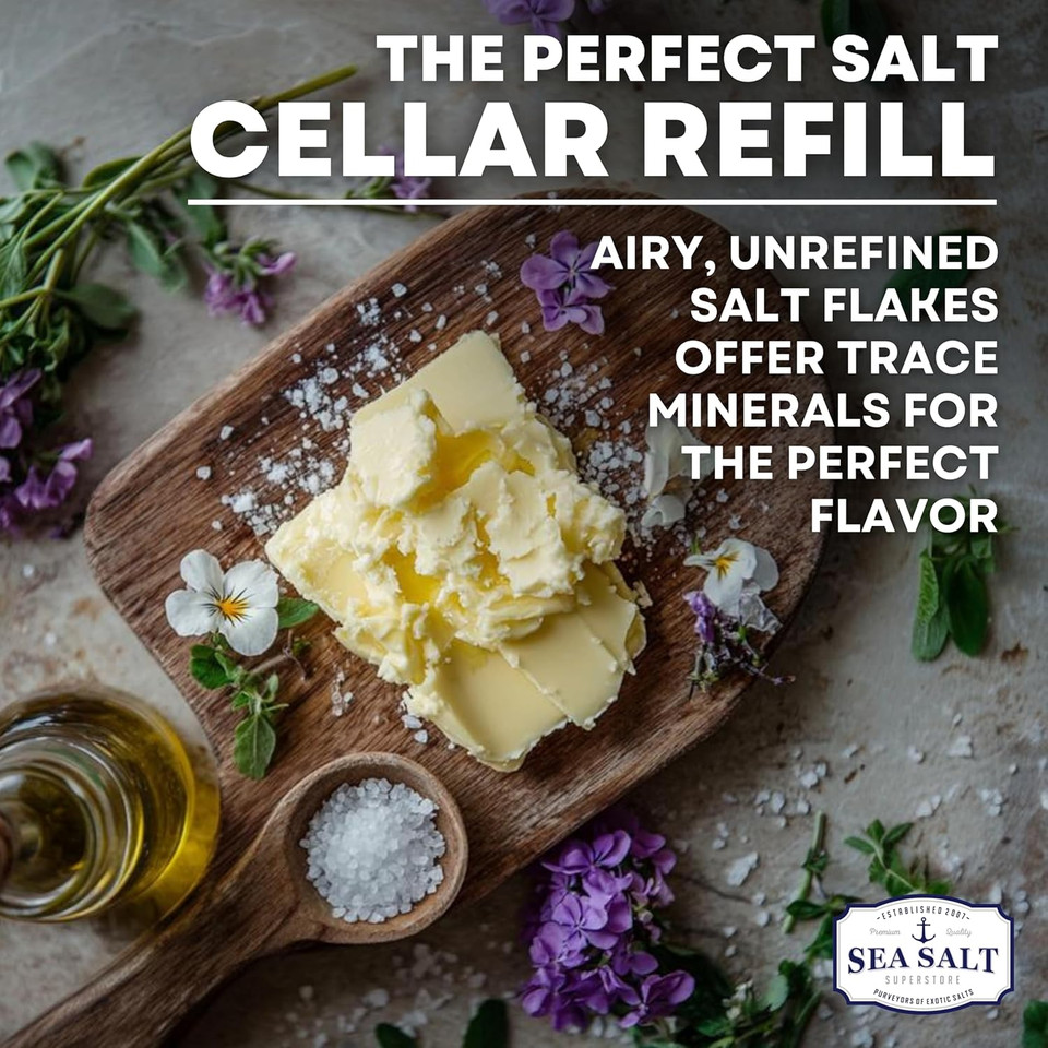 Garnishing Hand Harvested Sea Salt Grains, Baja Fleur De Sel Grain Salt, For Baking And Cooking And Fishing, 4 Oz Bag