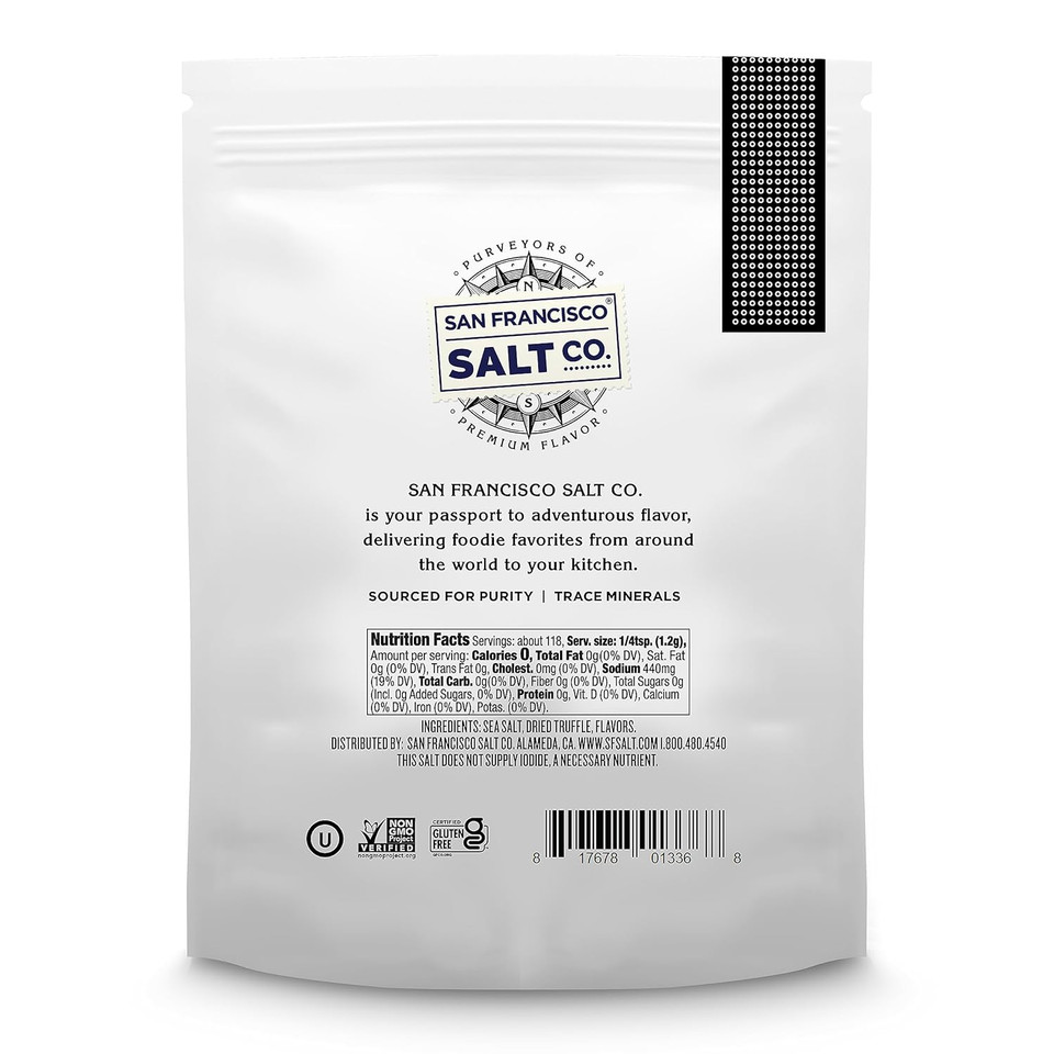5 Oz. Resealable Pouch - Authentic Italian Black Truffle Salt By San Francisco Salt Company