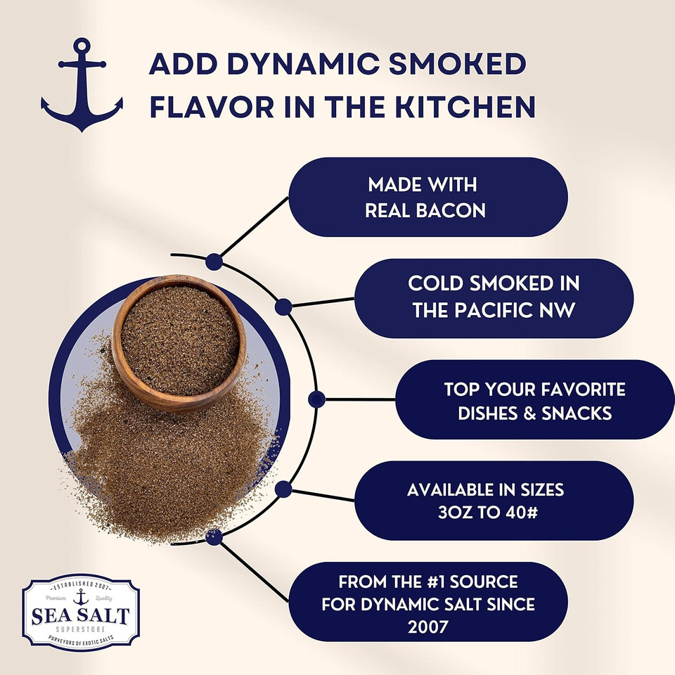 Bacon Seasoning Alderwood Smoked Sea Salt, Bacon Infused Cooking And Finishing Salt, 5 Oz Bag