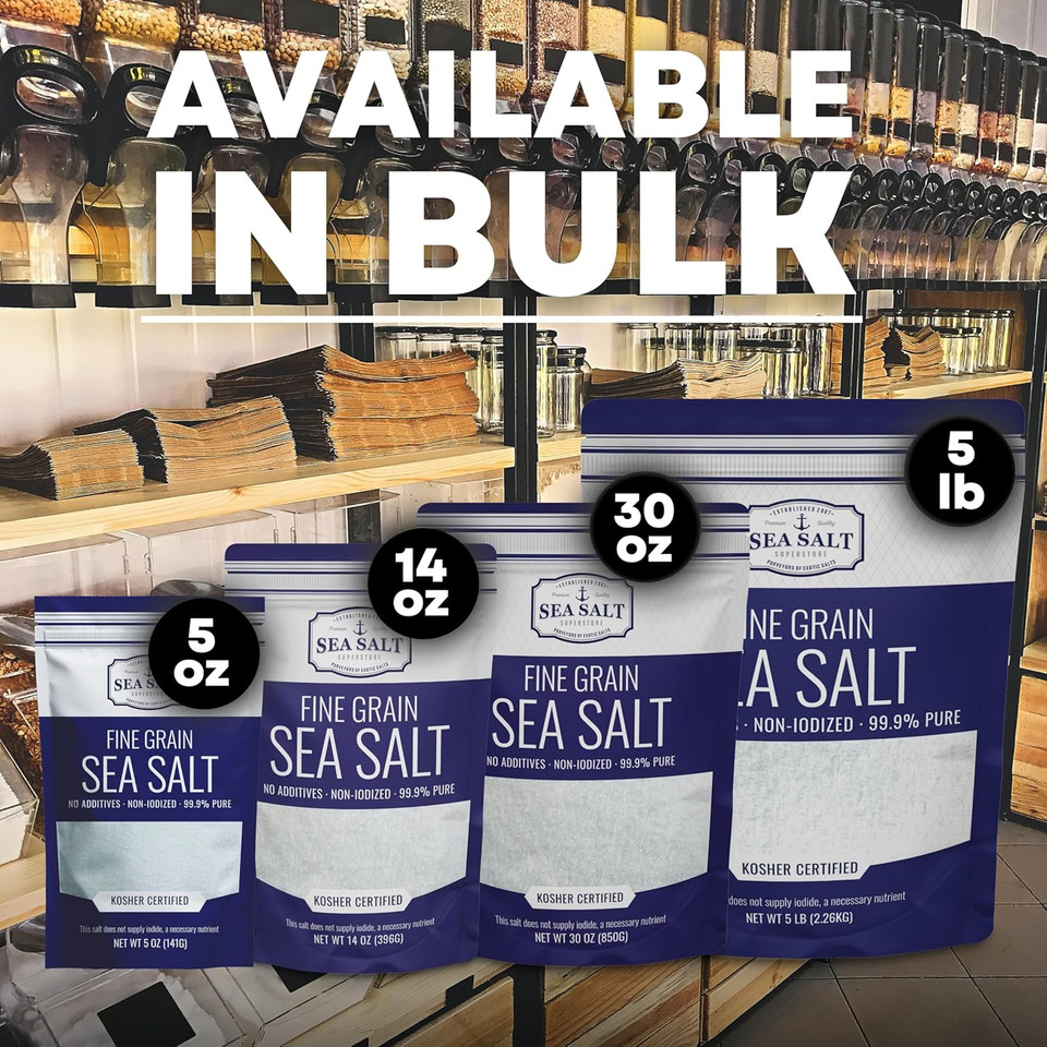 Fine Grain Sea Salt For Baking, Pure Non-Iodized Baja Table Salt Replacement, Mineral Rich For Cooking, 5 Oz Bag