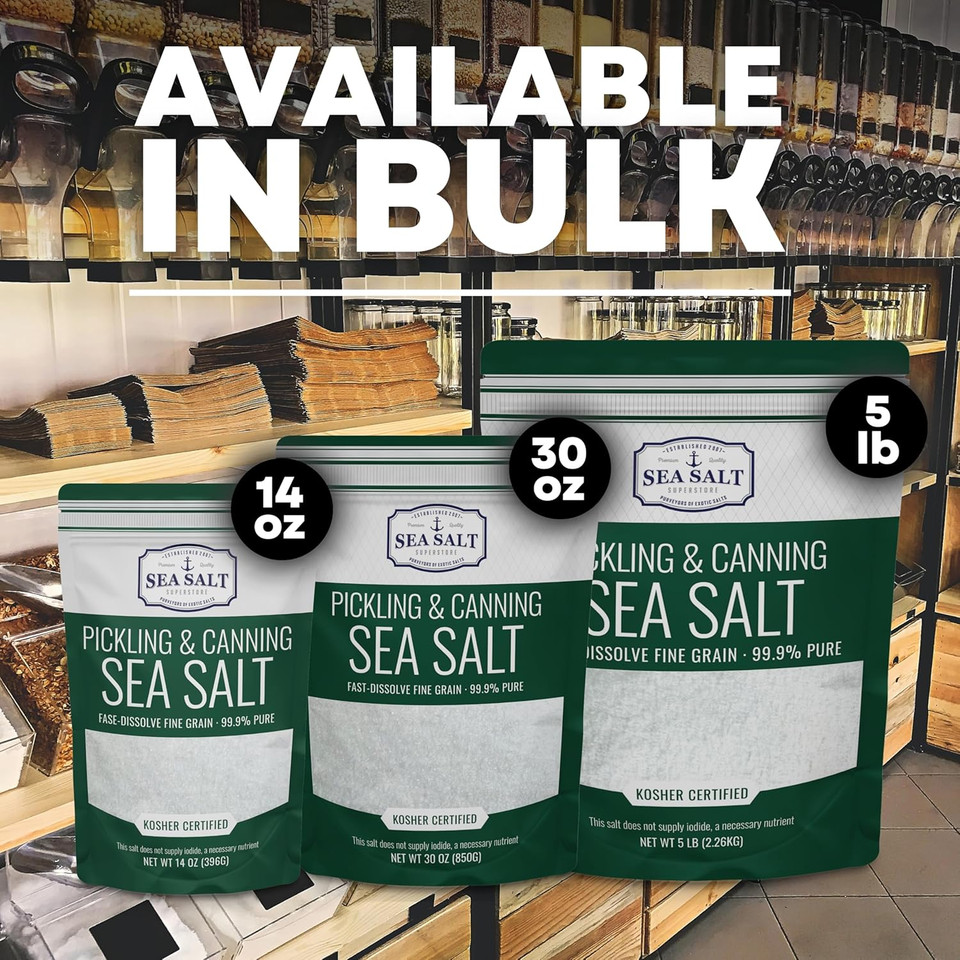 Pickling & Canning Pickling & Curing Salt For Natural Preserving, Fine Kosher Salt For Brining, 5 Lb Pouch, Non Iodized