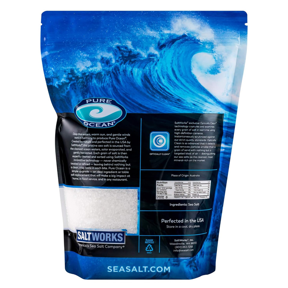 Saltworks Pure Ocean Sea Salt, Medium Grain, 5 Pound Bag