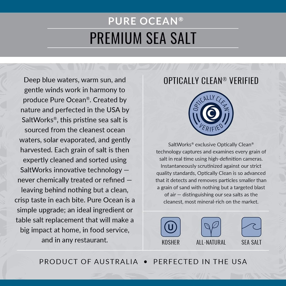 Saltworks Pure Ocean Sea Salt, Fine Grain, 55 Pound Bag