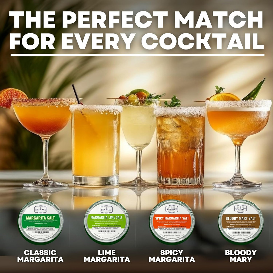 Margarita Lime Salt Garnishing, Natural Margarita Salt Flavored Ruddy Mary Garnishing For Cocktails, Garnishings For Drinks & Glassware, 6 Oz Tub