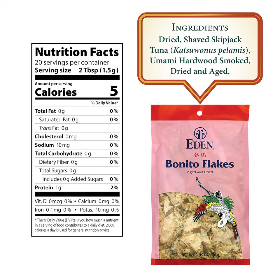 Eden Japanese Bonito Flakes, Shaved Skipjack Tuna, Katsuobushi ??, Traditionally Aged And Dried, Hardwood Smoked, Make Dashi And Miso Soup, 1.05 Oz