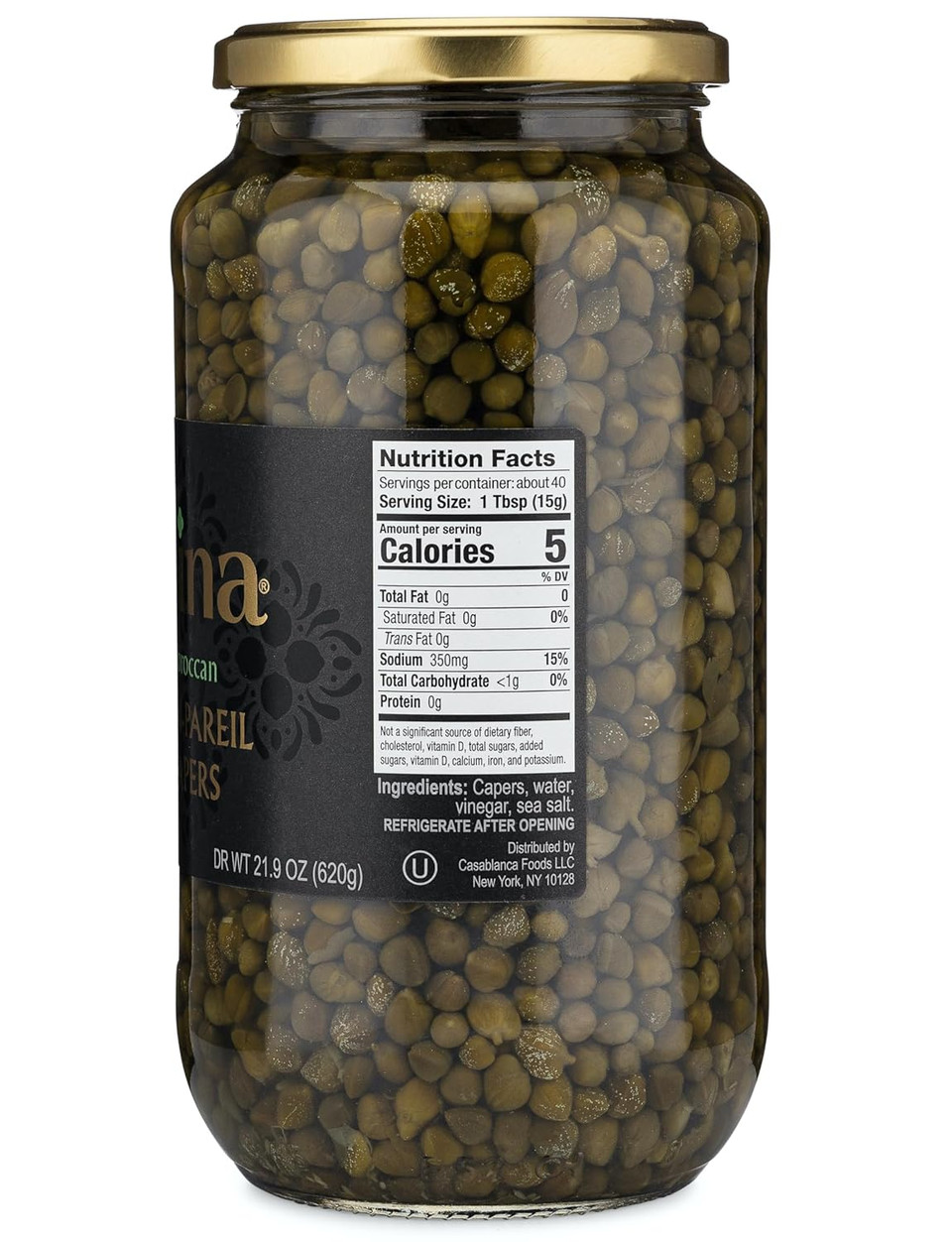 Mina Capers Non Pareil 33.5 Oz, Perfect Mediterranean Seasoning Or Garnish, Made With Only Capers, Water, Vinegar And Sea Salt, Non Gmo, Keto, Vegan, Gluten Free