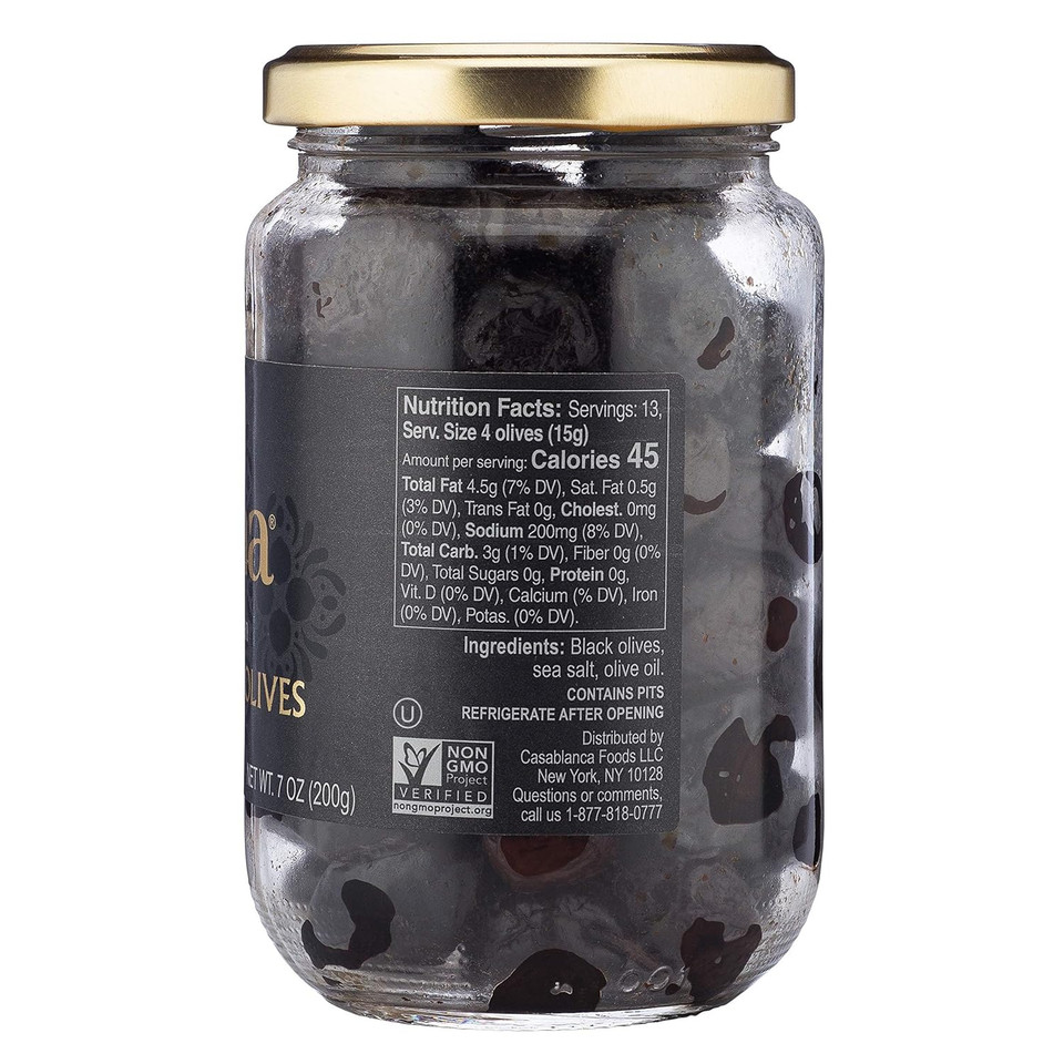 Mina Dry Cured Black Olives, 7 Oz - Moroccan Olive Oil Cured Olives, Premium Handpicked And Naturally Cured Dried Olives, Non Gmo, Gluten Free, Low Carb, Vegan, Great Paleo Keto Snacks