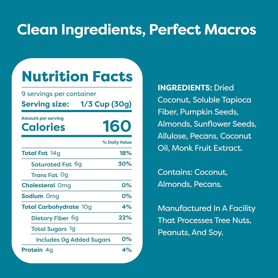 Kiss My Keto Granola Cereal  Salted Caramel Keto Granola Low Carb Cereal (2G-Net) Low Sugar Granola  Grain Free Granola Keto Cereal, Gluten Free Granola Protein Granola, Keto Nut Granola For Yogurt 2Pk