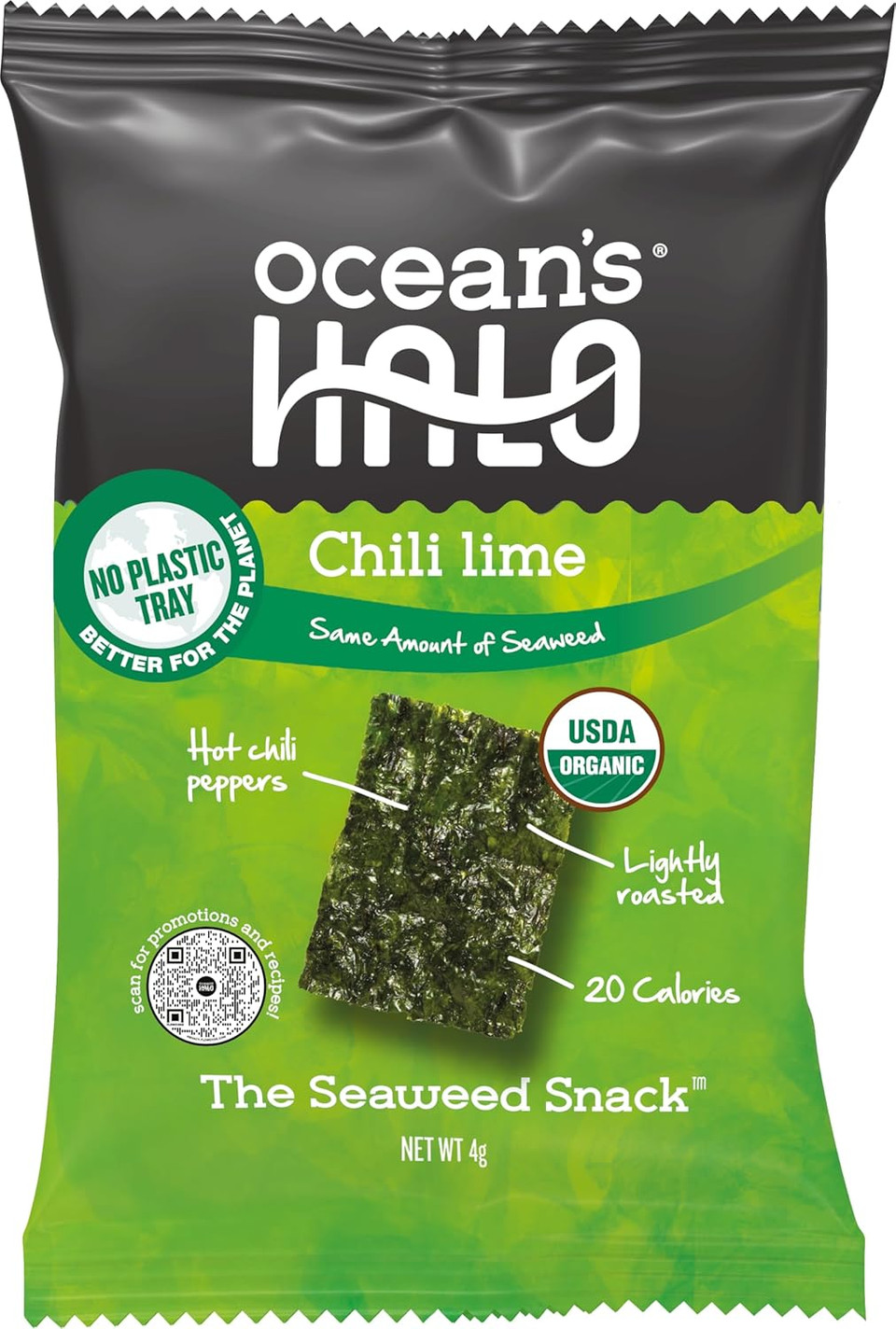 Ocean'S Halo Trayless Maui Onion Seaweed Snack, Case Of 20
