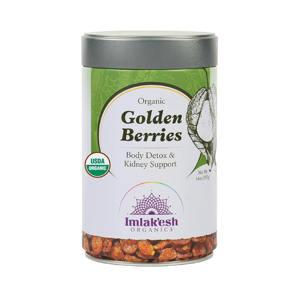ImlakEsh Organics - Organic Golden Berries - Superfruit Berries With Antioxidants And Vitamin C - Healthy Vegan Snacks With No Added Sugar - Non-Gmo, And Gluten Free (16Oz Glass Jar)