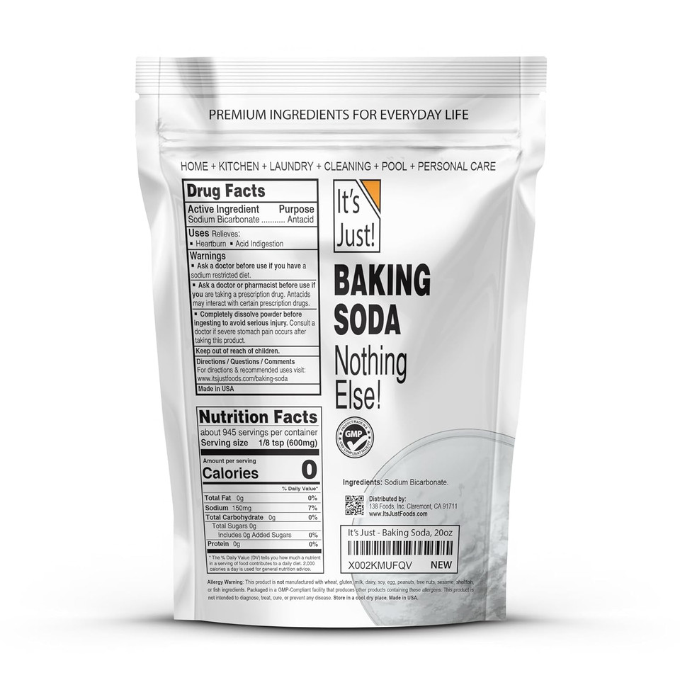 It'S Just - Baking Soda, 100% Pure Sodium Bicarbonate, Food Grade, Non-Gmo, Made In Usa, Cooking, Baking (3.5 Pound)