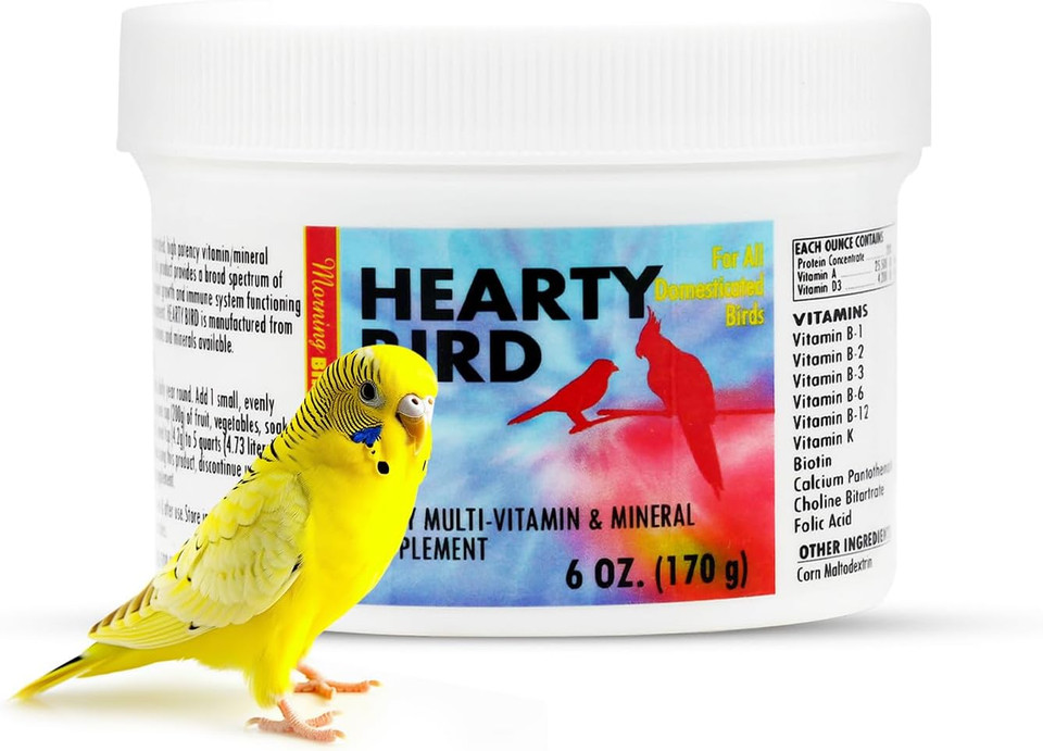 Morning Bird Hearty Bird 6 Oz - Daily Multivitamin Powder For Species  Energy Support With Immune Booster & Wellness - Protein Supplement Mix With Nutrients For All Pet Types