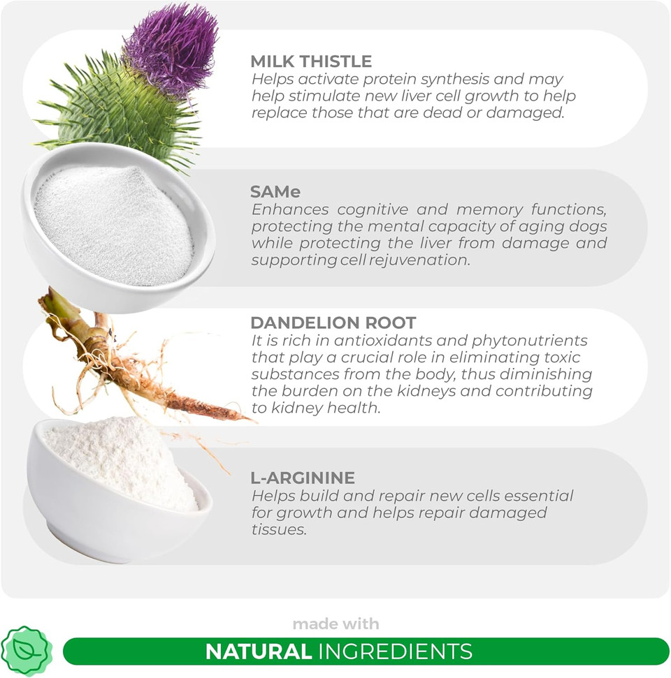 Milk Thistle For Cats - 4Oz Powder - Natural Liver Supplement - With Same And L-Arginine - Detox, Hepatic Support, Promotes Liver Healthy Function, Kidney Support