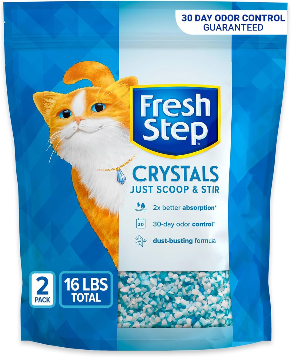 Fresh Step Crystals Health Monitoring Cat Litter, Color-Changing Litter Helps Detect Irregularities In Cat Urine, Controls Odor For 30 Days, 14 Lbs. (2 X 7 Lb. Bag)