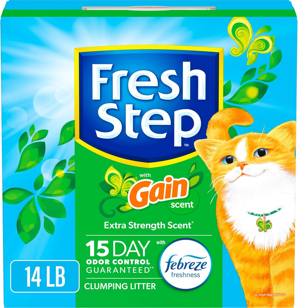 Fresh Step Simply Unscented Clumping Litter, Fresh Step Unscented Cat Litter With Activated Charcoal Technology, 14 Lb. Box
