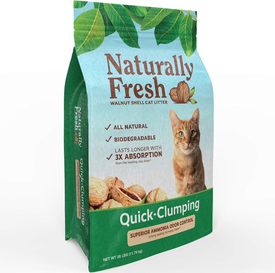 Naturally Fresh Cat Litter Made From Walnut Shells, Pellet Non-Clumping, Sustainable, And Upcycled, 26 Lbs